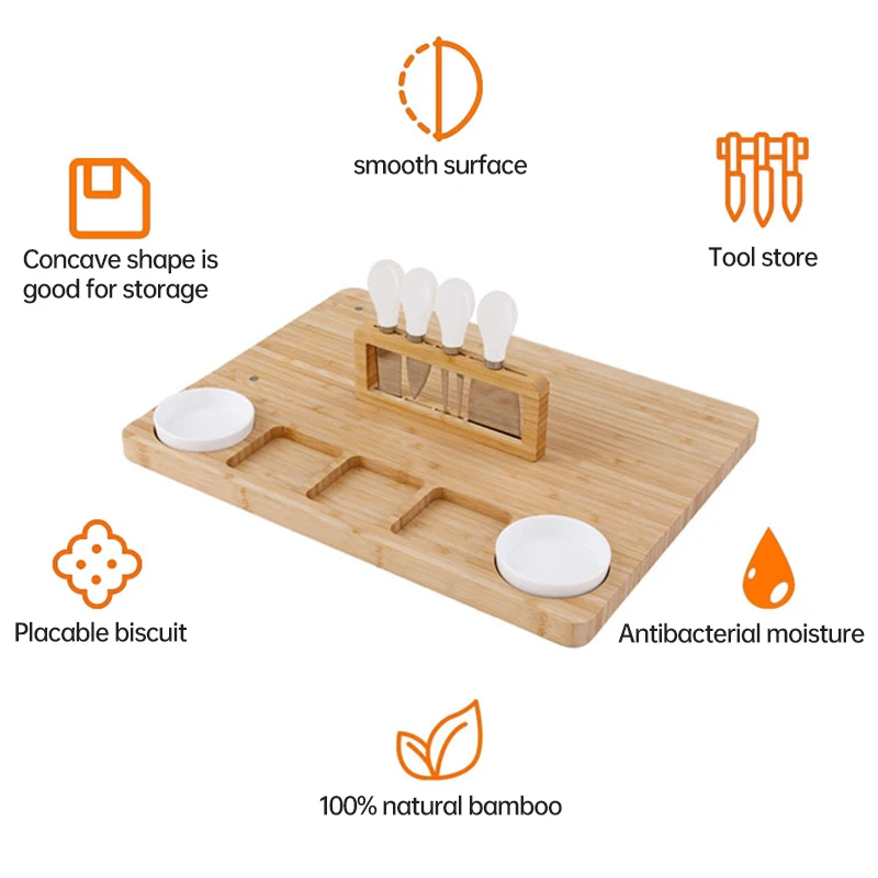 Household kitchen bamboo chopping board Restaurant cutting vegetables bamboo and wood rectangular fruit cutting board with knife