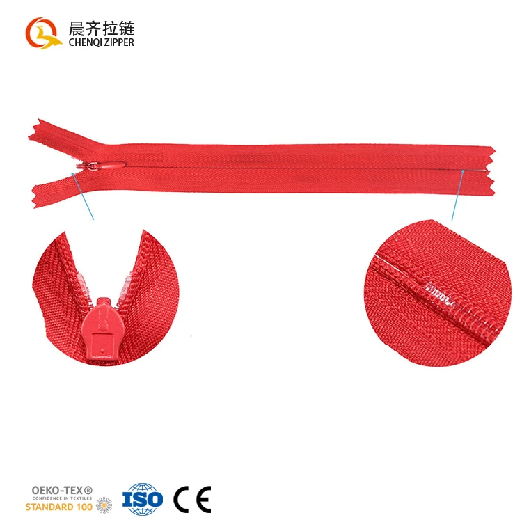 CHENQI Invis Zipper Factory Cheap 3# Lace Tape Conceal Long Chain Zipper Multi-color Nylon Invisible Zippers For bedding bags