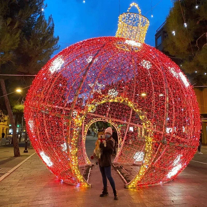 Customized Outdoor Waterproof Large Christmas Led Light Ball Luxury Commercial Street 3D Decoration
