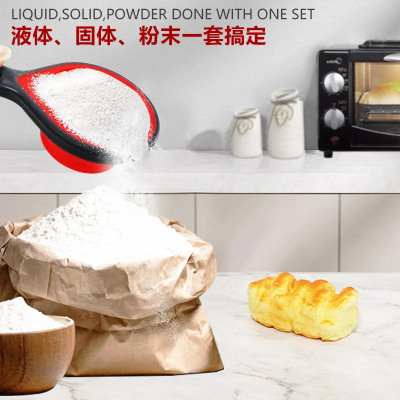 Wholesale  Foldable Measuring Cup And Spoon Multi-color 4-Piece Foldable  Measuring cups