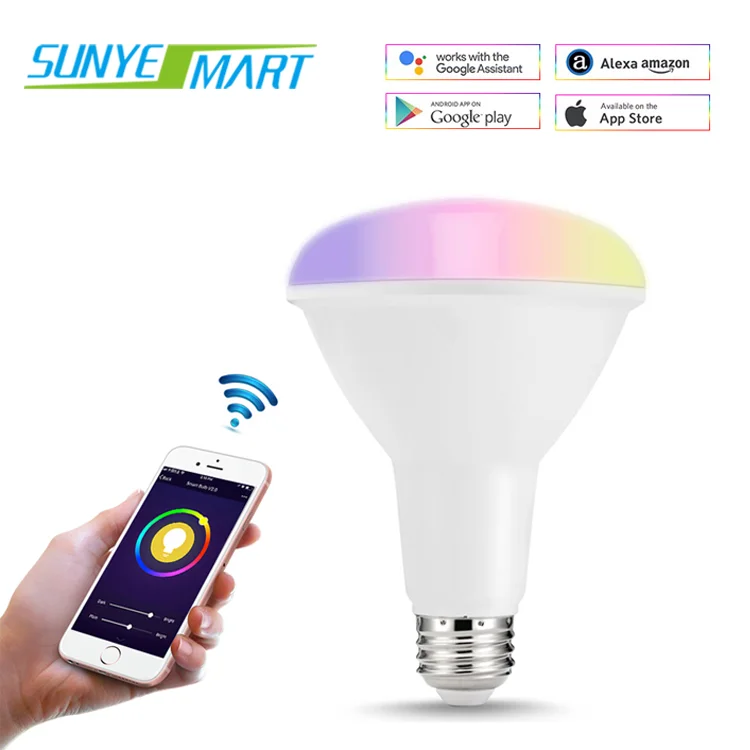 
NEW Wifi smart dimmable E27 E14 control RGB LED candle light bulb lamp color changing alexa remote smart led ceiling light 