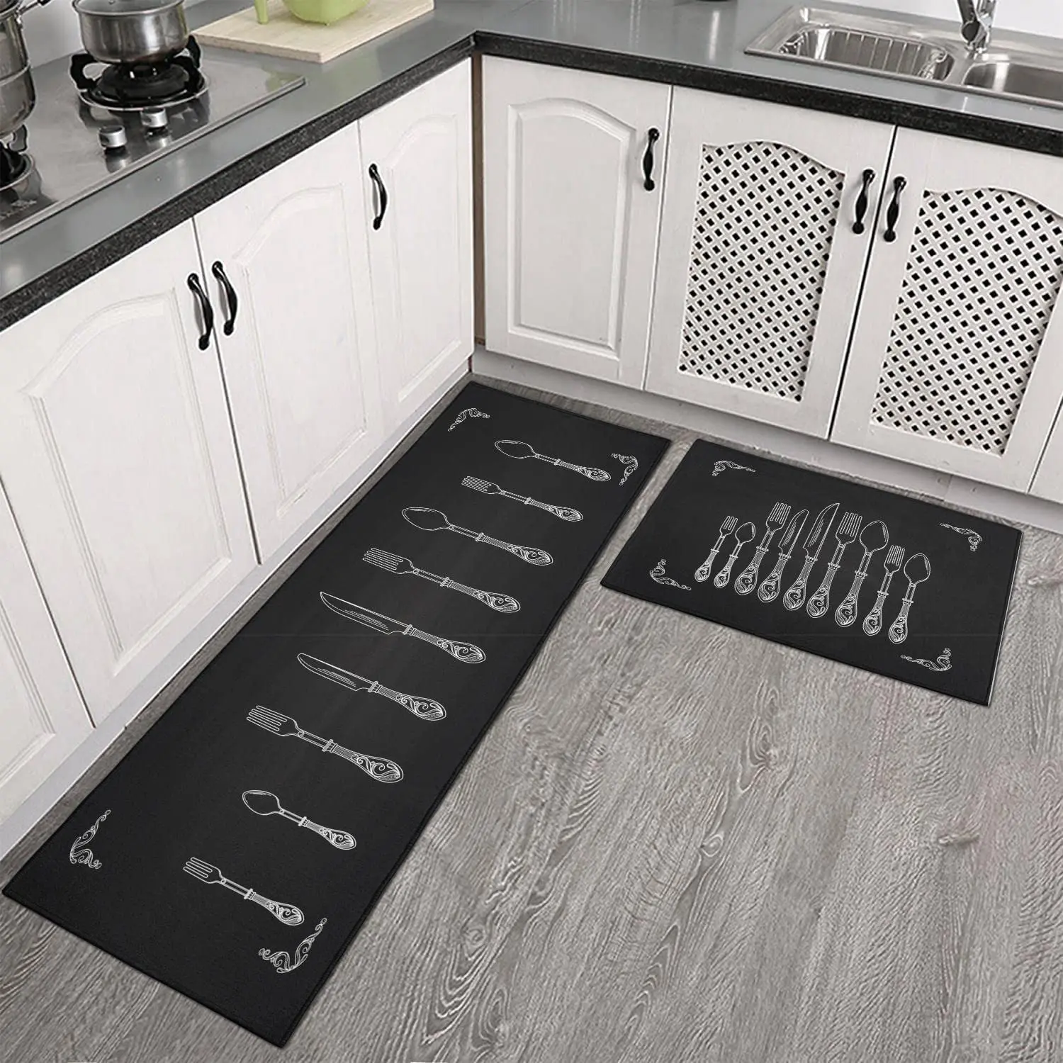 Modern Anti Slip Backing 3D Print Design Runner Rug Kitchen Standing Floor Mat