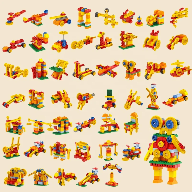 Stem Educational Large Building Blocks DIY Various shapes Robot Bricks Children Creative Handmade Toys Variable Gear toys gift