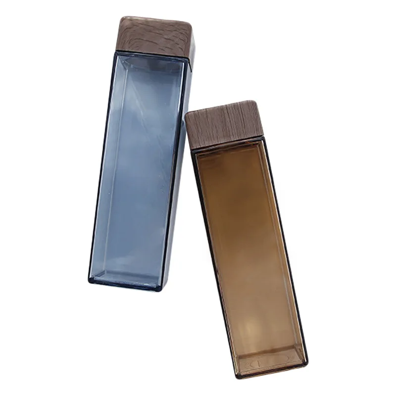 Custom Colorful Logo  sport water bottle Fruit Infusion Square Plastic  portable transparent clear plastic square water bottle