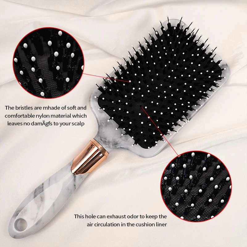 Wholesale marble air bag acetate pig hair massage comb acetate bristle brush comb