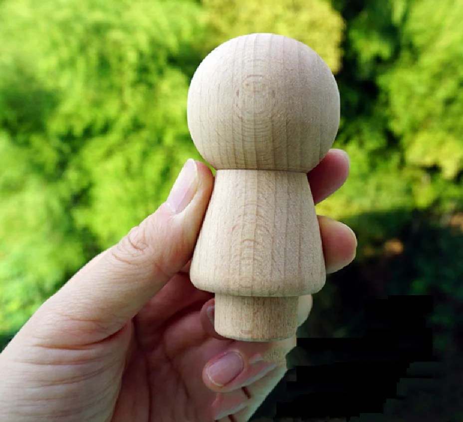 Wholesale Beech Unfinished Figure Shape wooden Peg Doll for Hand Painting