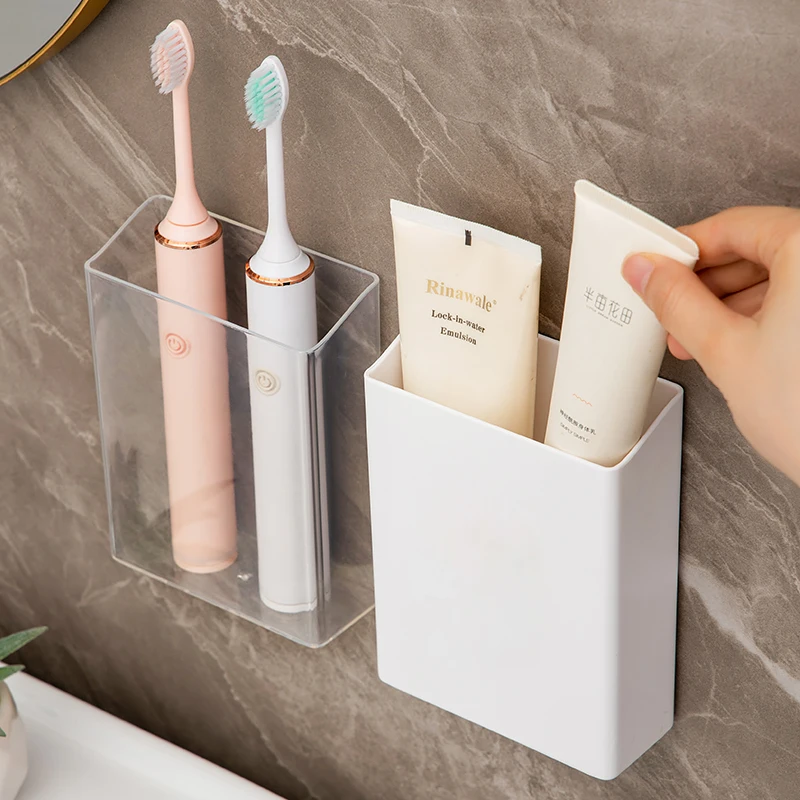 Wall Mounted Bathroom Storage Box Household Multifunctional Toothbrush Toothpaste Sorting Box Drainage Box