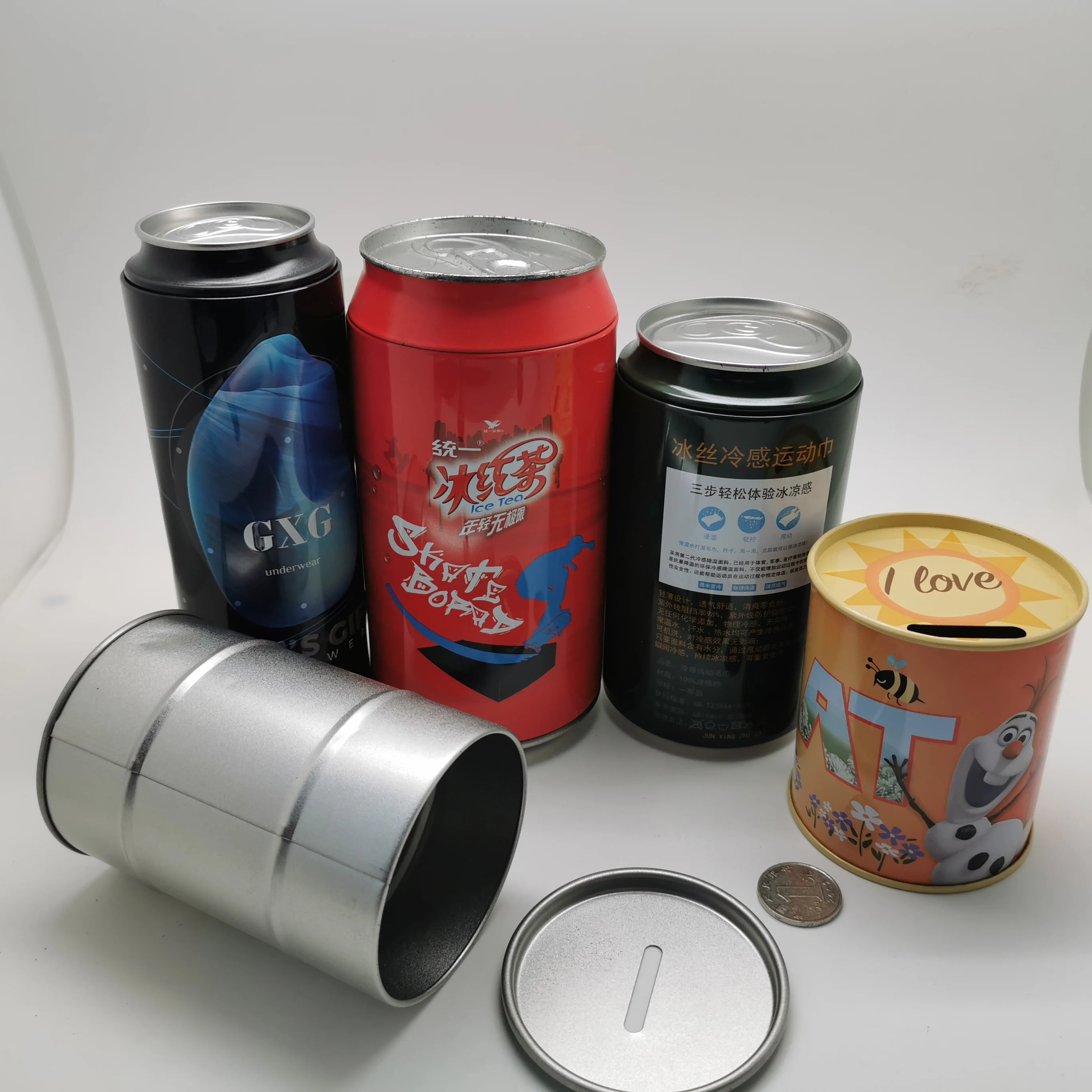 Hot Selling Empty Round Metal Coin Tin Can Simple Style Penny Bank Custom Printing Piggy Bank Currency Saving Box for Children