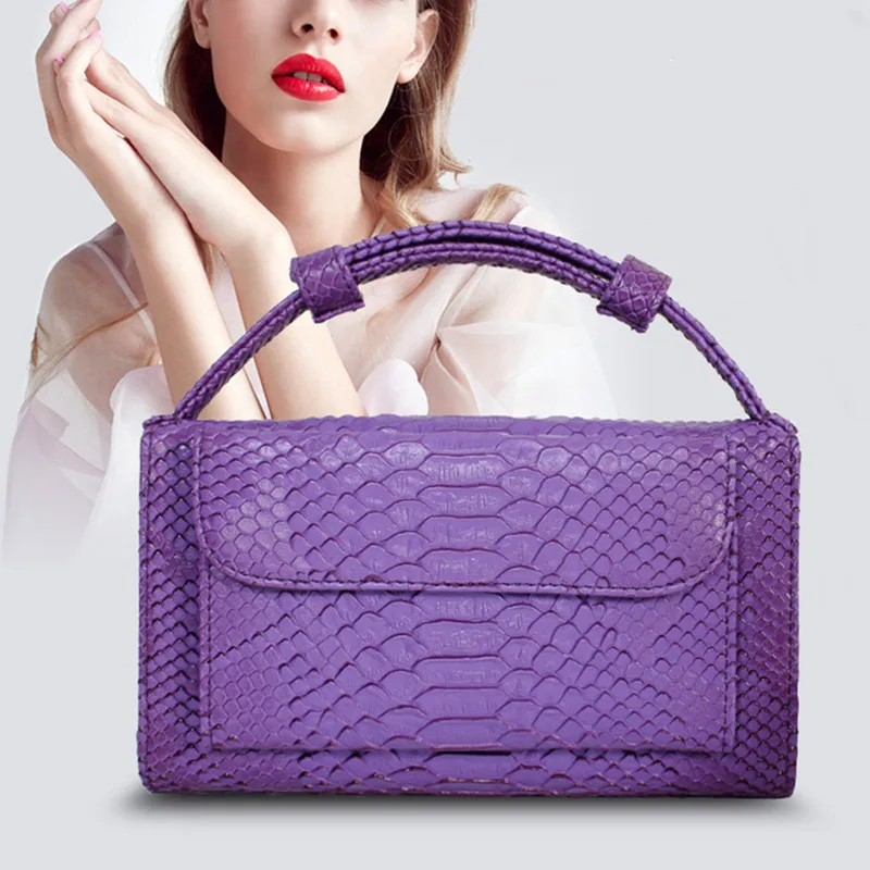 American Shoulder Bag New Fashion Genuine Leather Snakeskin Pattern Beautiful Purses for Removable Chain Women Purse Snake