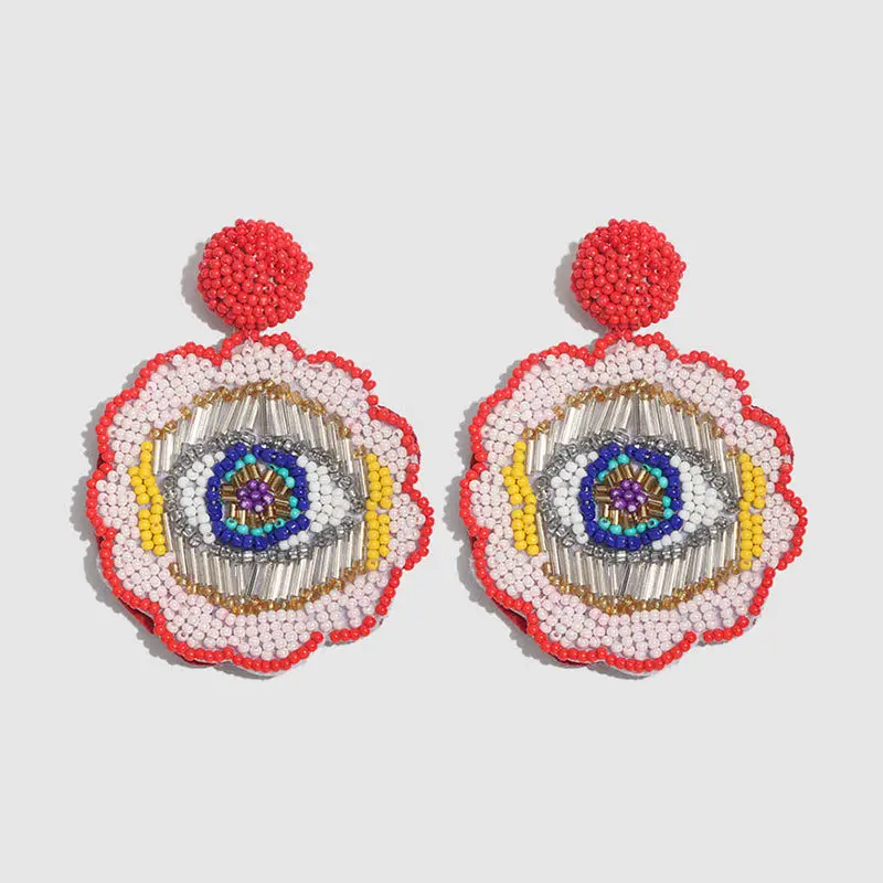 2019 Bohemian Handmade Beads Big Eye Tassel Drop Earrings For Women Wedding Trendy Girls Party Gift Statement Earrings