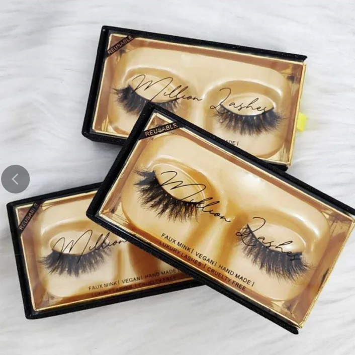 Qingdao FSD  custom  eyelash pull box wholesale gold and black empty box super fluffy 25mm mink lashes