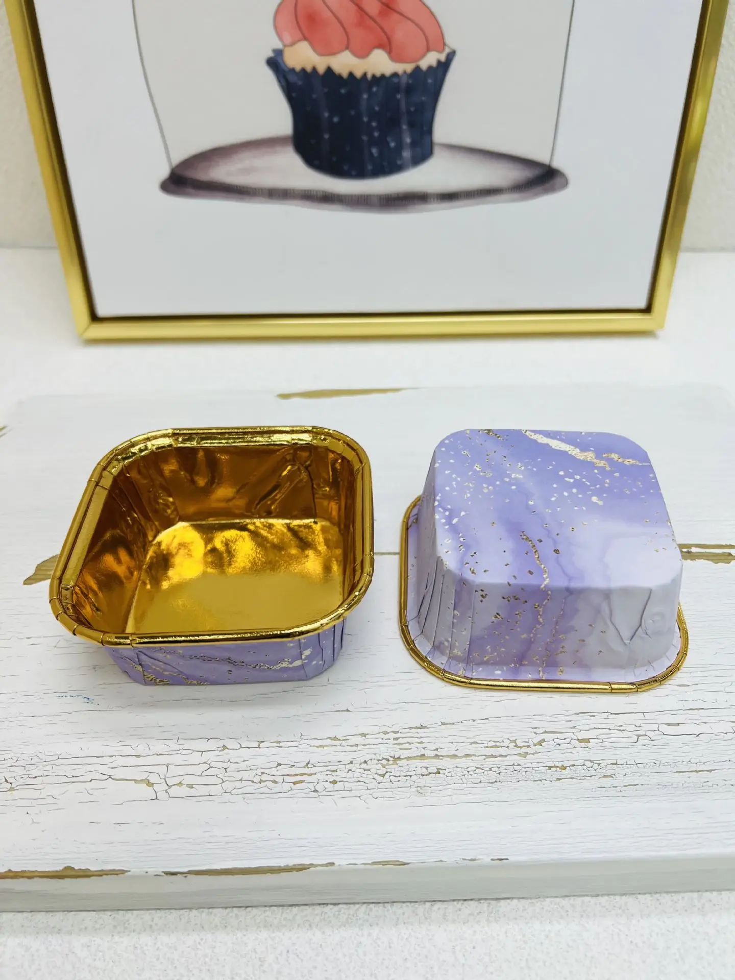 Marble Series Square Baking paper cups-disposable Baking cupcake Dessert Cups Cake Baking supplies for Party  Wedding  Birthday