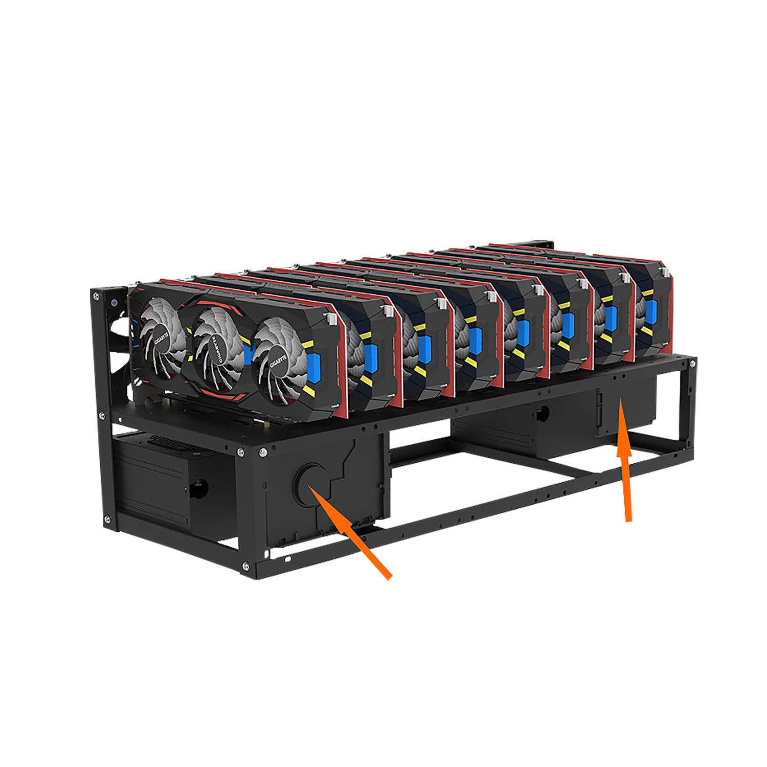 factory price 8 GPU  Open Air RIG Frame Graphics Card Machine Chassis Case for AK2980-D8P-65 S37 B85-65 Motherboard