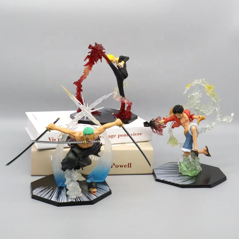 DIHAO Hot Anime Ornaments Fire Fist Luffy Ace Demon Slash Zoro Demon Wind Leg Sanji Anime Action Figures