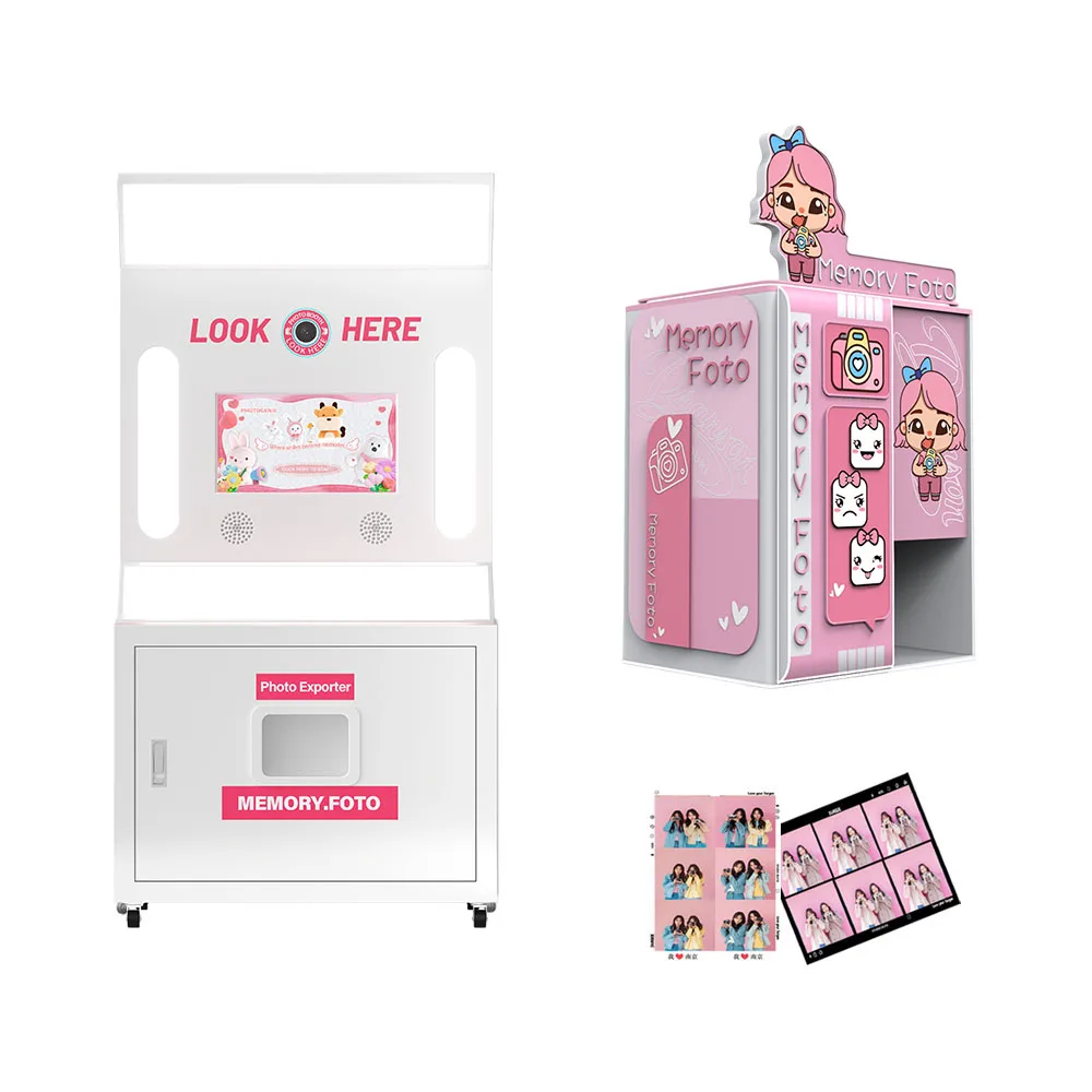 Automat Self service Sticker Photo Booth Machine Purikura Customized 2X6 Strip Frames Photo Booth With Camera And Printer