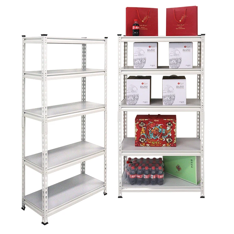 White Powder Coated Adjustable Metal  Boltless 5 layer Heavy Duty Garage Storage Racking Shelf Shelves Organizer With Laminated