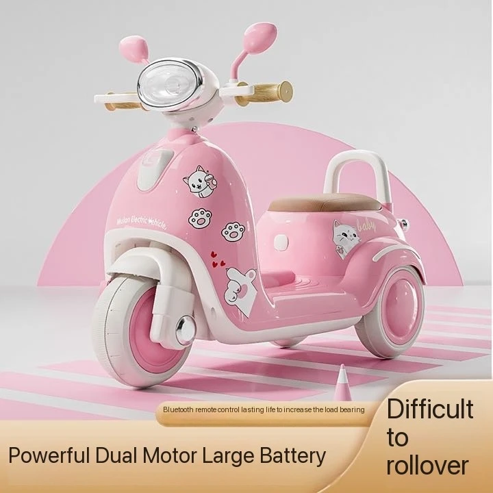 Hot-selling cartoon electric three-wheeled motorcycle charging remote control electric toy car for boys and girls