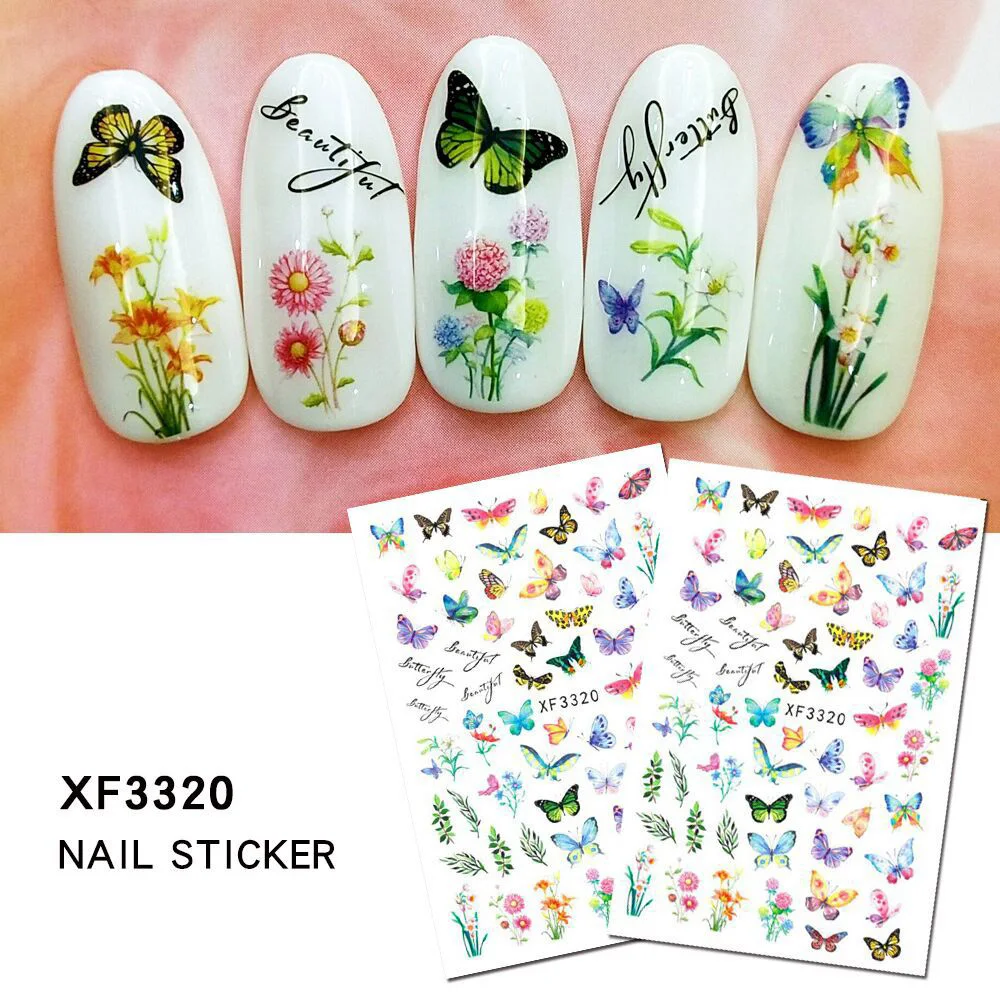 Wholesale 3D/5D Butterfly Series Nail Art Stickers  Nail Polish Wraps Adhesive Press on Nail DIY Decal Decoration