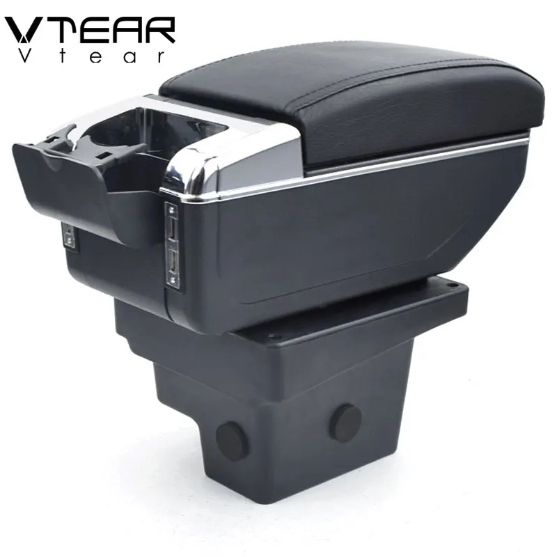 Vtear For VW Tiguan armrest USB Charging heighten Double layer storage box central Store content arm rest car accessories 09-17