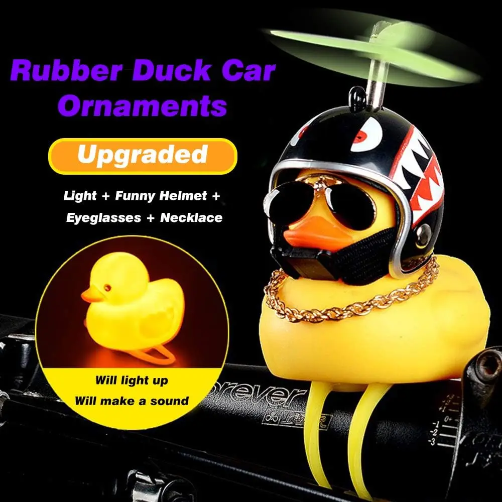 Hot Selling Cute Soft Bike Lights Bicycle Bell Rubber Motorcycle Horn Small Yellow Duck With Helmet Bicycle Accessories Duck