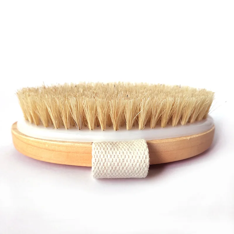 
Drop shipping Cheap Custom 100%Biodegradable Boar Bristles Oval Shape Wooden Body Dry Bath Brush for Shower 