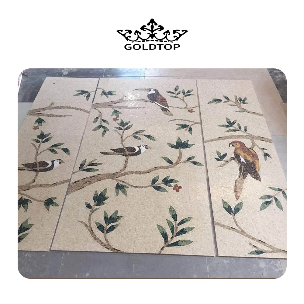 GOLDTOP Luxurious customize flower waterjet marble tiles design floor pattern
