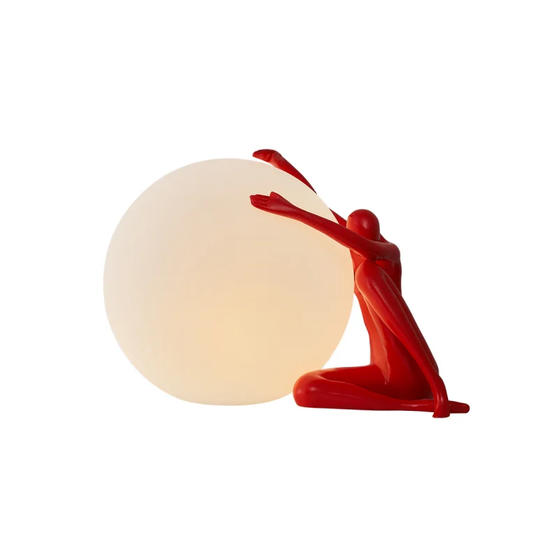 T4308 Modern decorative resin art shaped man table lamp with round ball color can order .