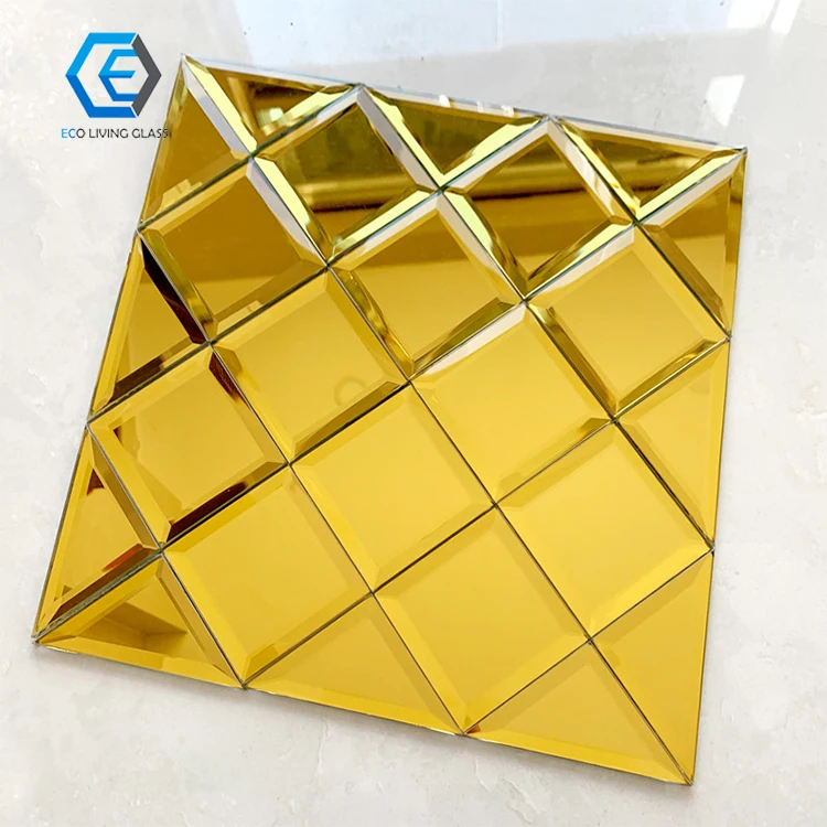 Large Background Art Decorative Beveled Glass Mirror Mosaic Tile Small Wall Frameless Diamond Adhesivs Sticker Mirror