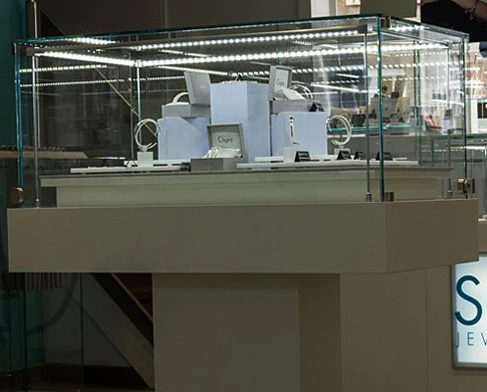 Custom made Silver Black Chrome DC12V Jewelry Rotating LED display Cabinet lighting