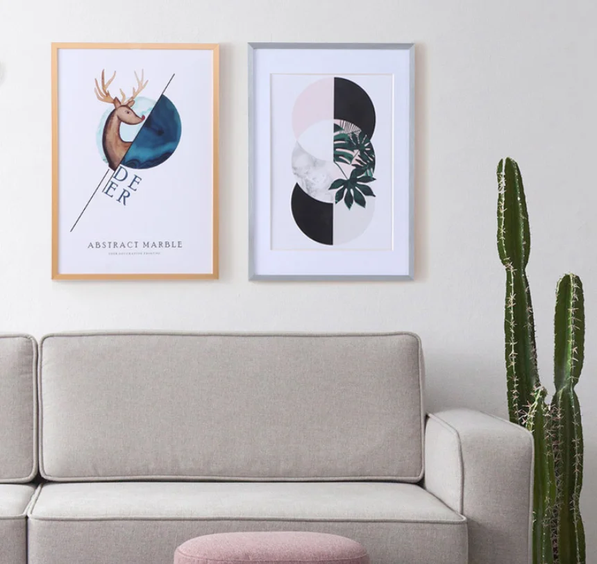 Factory custom large picture black photo white picture frame a1 a2 a3 a4 wall decor picture frame aluminium framework one piece