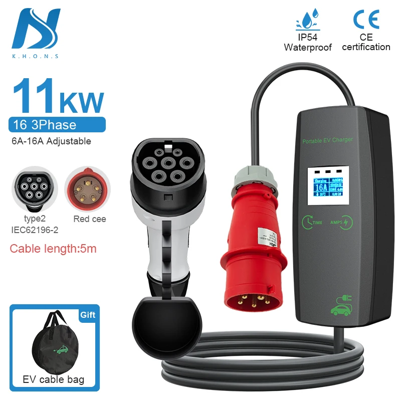 10-32A current adjustable 7.4Kw home evse portable ev charger type 2 iec 62196 electric car charger