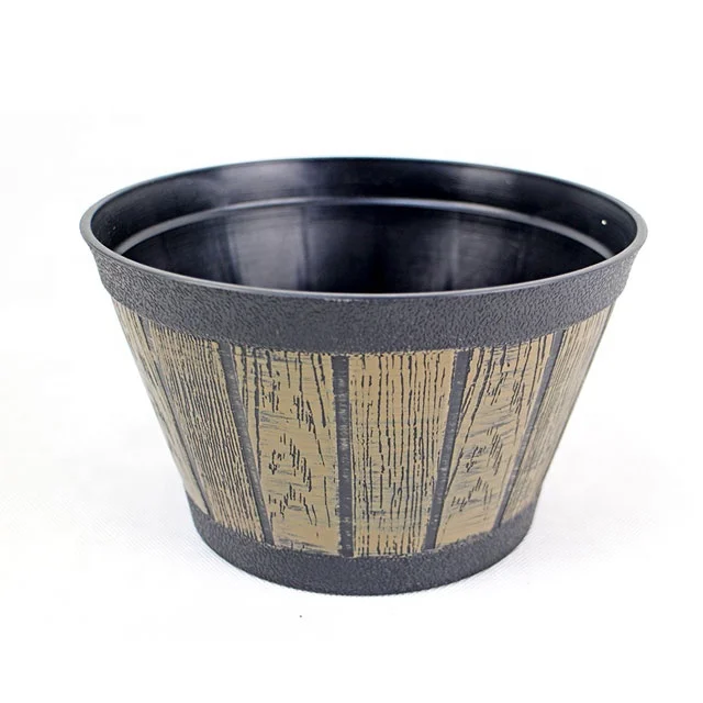Indoor & Outdoor Garden Home Desktop Cheap Plastic Decoration Whiskey Barrel Planters Flower Plant Pots
