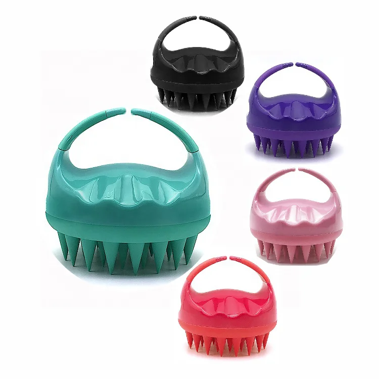 Private Logo Wheat Straw Hair Shampoo Brush Scalp Care Hair Brush With Soft Silicone Scalp Massager