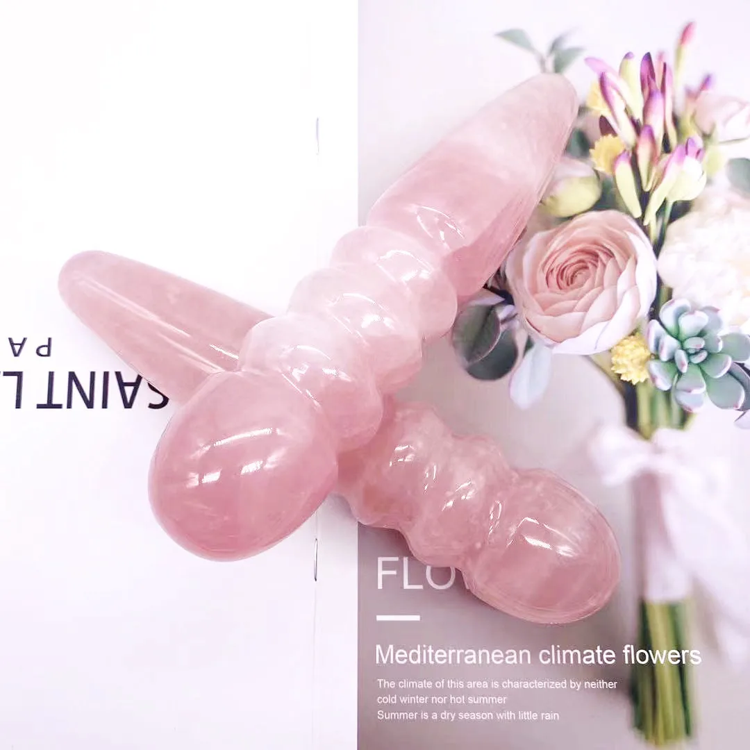 Natural Stones Kegel Exercise Crystal Massage Wand Beauty Bar Rose Quartz Yoni Wand for Gift