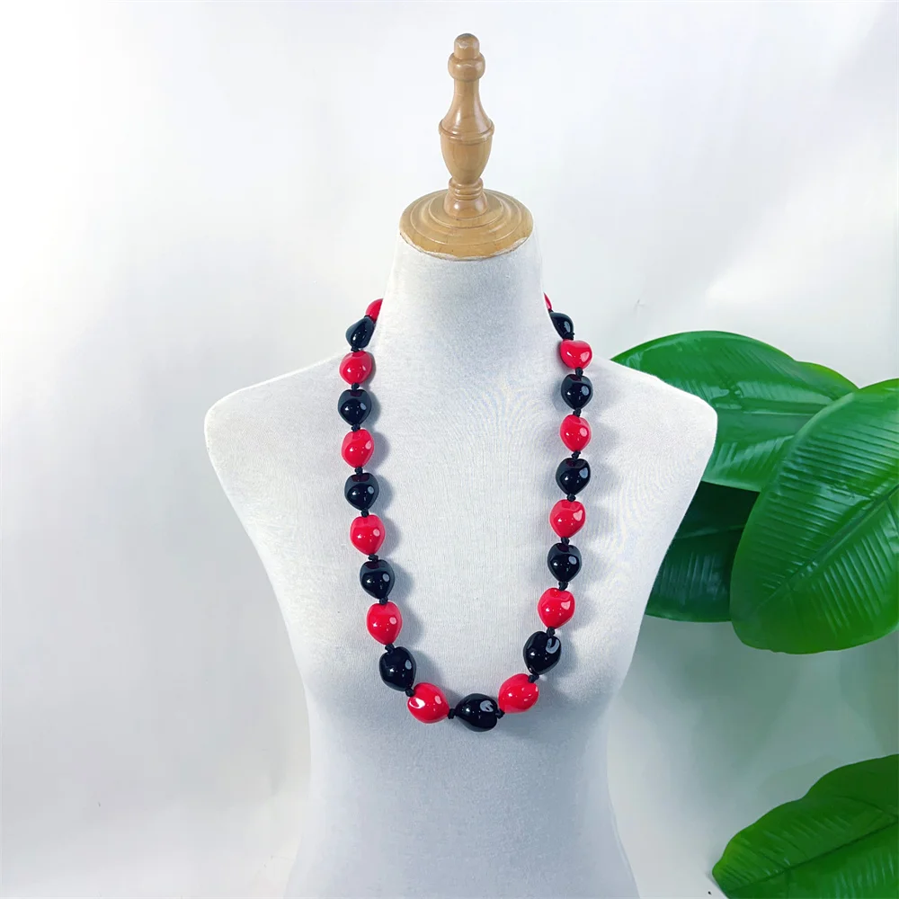 Mixed Color Graduation 31.5 Inches Tropical Artificial Acrylic Hawaiian Kukui Nut Ribbon Leis Necklace