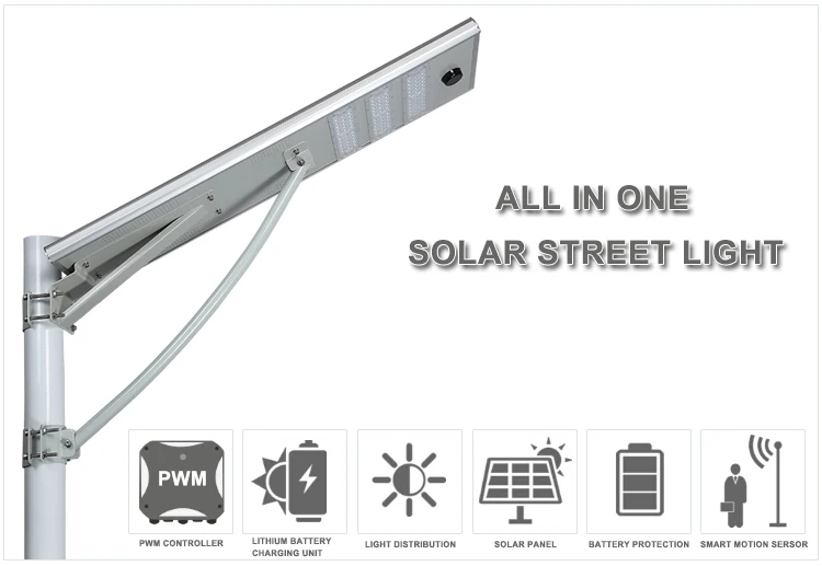 LK Series  50watt  4500ml 5-6M high  all in one with Motion sensor waterproof Microwave control solar led street  Light