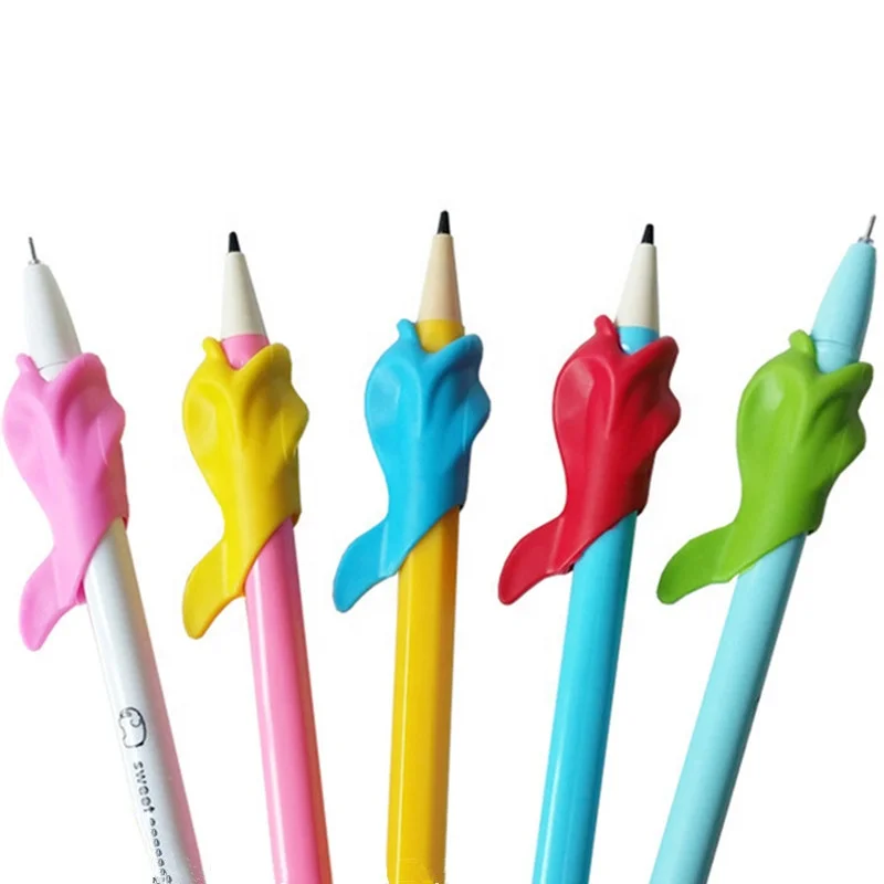 Wholesale colorful children custom silicone rubber soft pvc pencil grip for handwriting