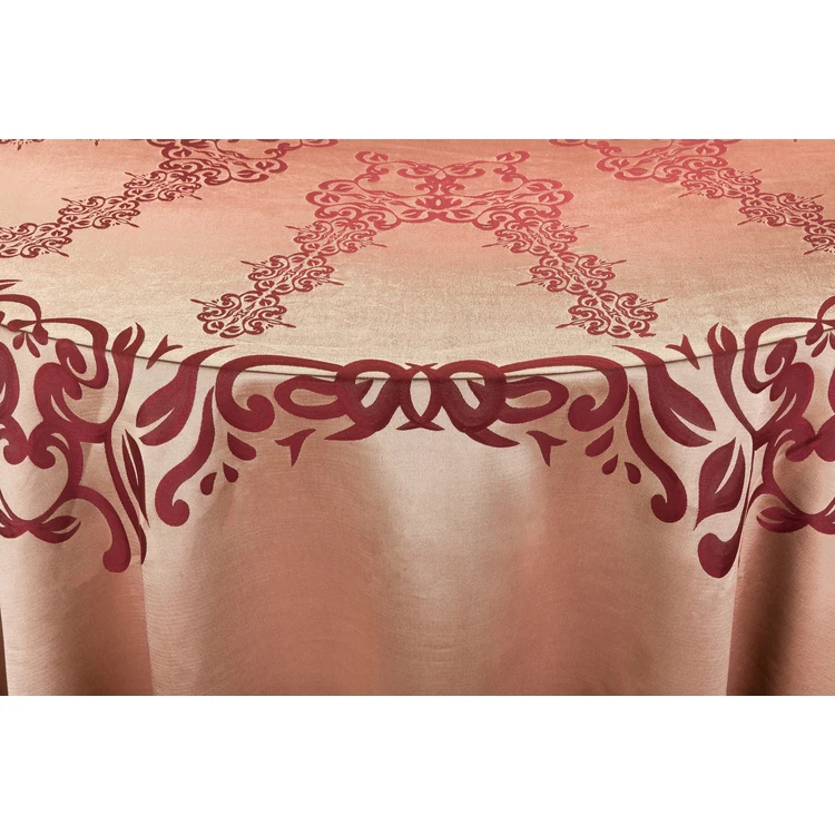 Classic Floral Scrolls Tablecloth with Buttercup leaves Damascus veins Paisley Kashmir Pattern