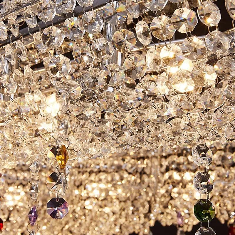 Modern Ceiling Hanging Light LED Clear Glass Chandelier Luxury Crystal Chandelier For Hotel Lobby Dining