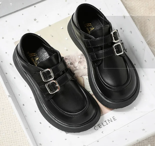 CUSTOM British Style Wholesale Children Teenagers Boy Girl Party Formal School Black Kids Leather Dress Shoes