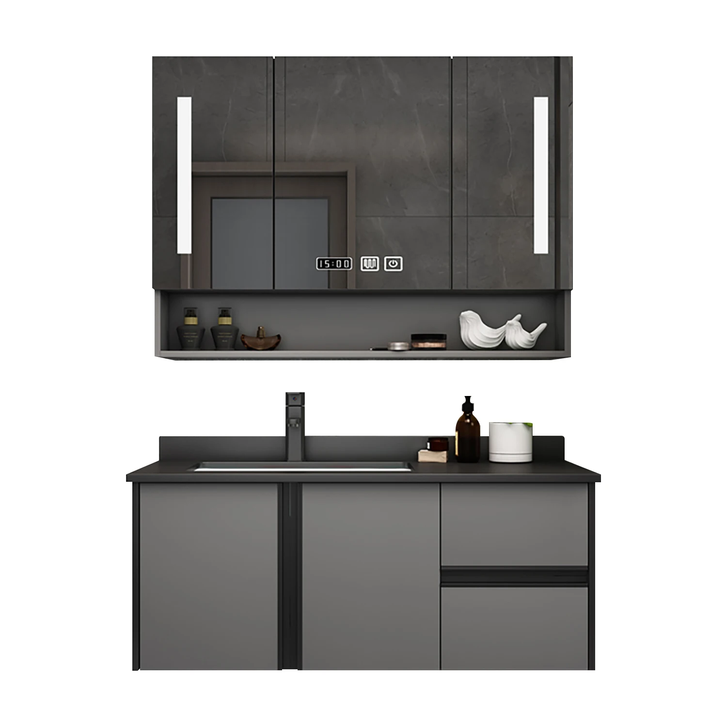 Light mirror bathroom vanity set furniture luxury wall cabinet bathroom sink cabinet