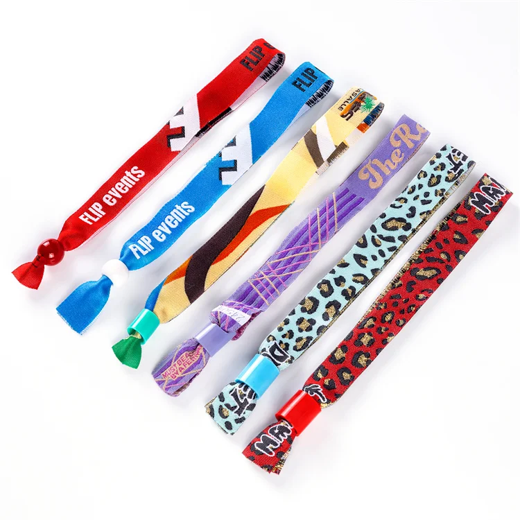 Party Custom Logo Barrel Lock Custom Woven Wristband Jacquard Customized Logo Promotion LX  Wrist Bands 15mm