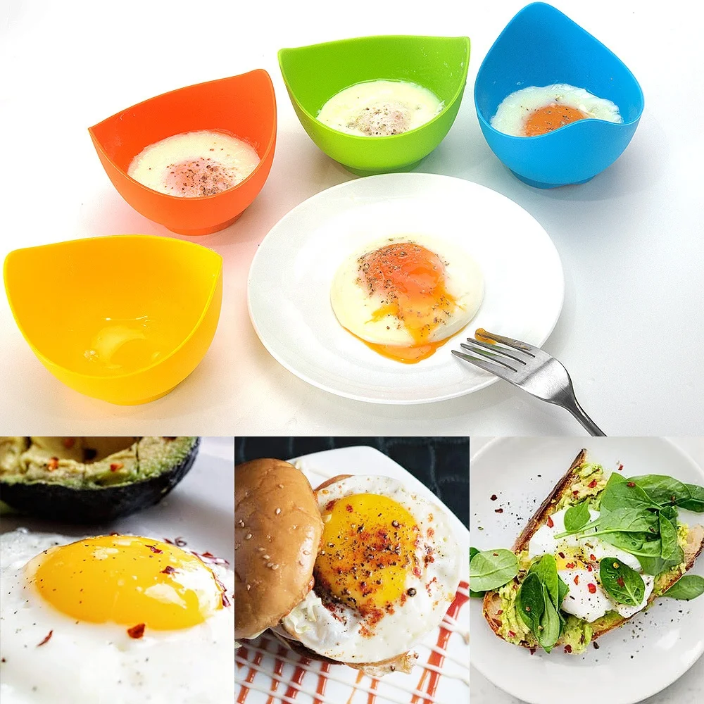 Non-Stick Dishwasher Microwave Safe Silicone Egg Cooking Poaching Poacher Cups Cooker Steamer