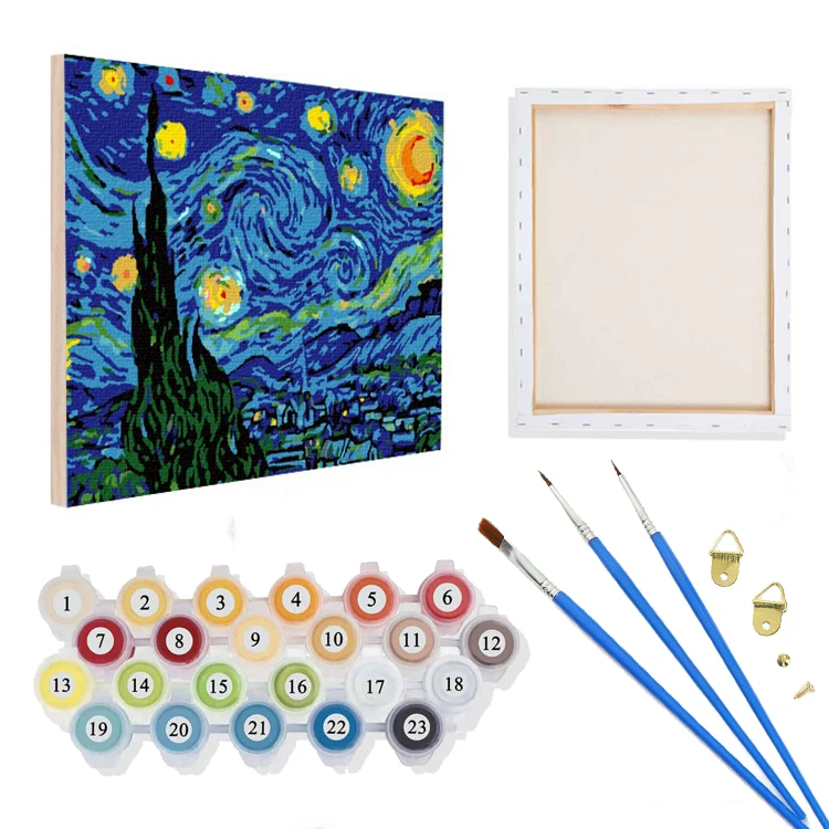 Custom van Gogh Starry Sky Painting by NumbersDIY hand-painted Pauntung by Numberskit for adult beginners home decoration
