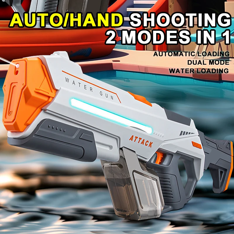 Wholesale Electric Continuous Water Gun High Pressure Automatic Water Absorption Loading Auto Shooting Water Gun With Flashlight