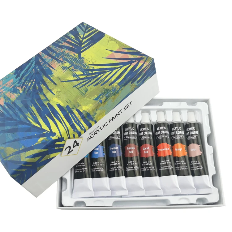 High quality acrylic paint 24 colors 22ML aluminum tube set for artists