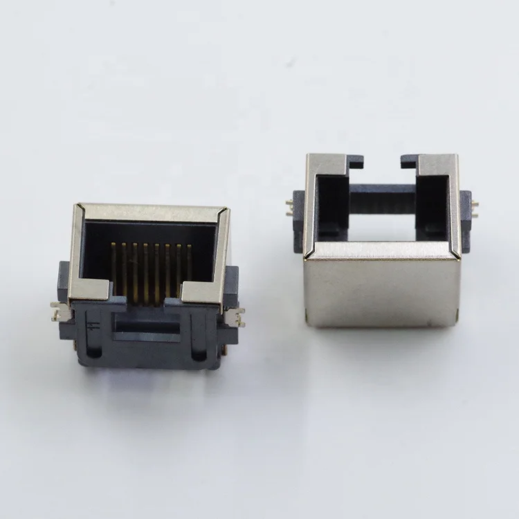 smt module rj45 Single Port Sinking Plate connector without light Half clad copper case ethernet rj45 connector