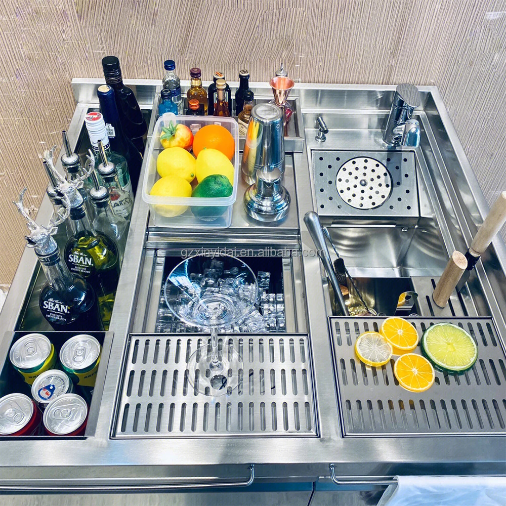 Коктейльная станция ПОД баром, дизайн коктейльной балки из нержавеющей стали, небольшой бар