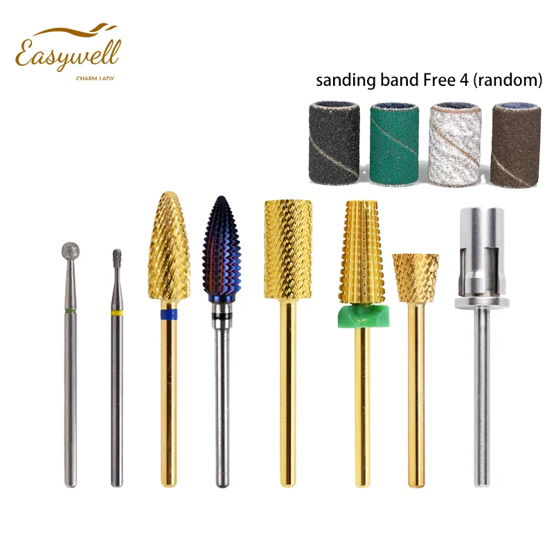 Professional Manufacture 8 pcs Carbide Nail Drill Bits Set Nail Polishing Head