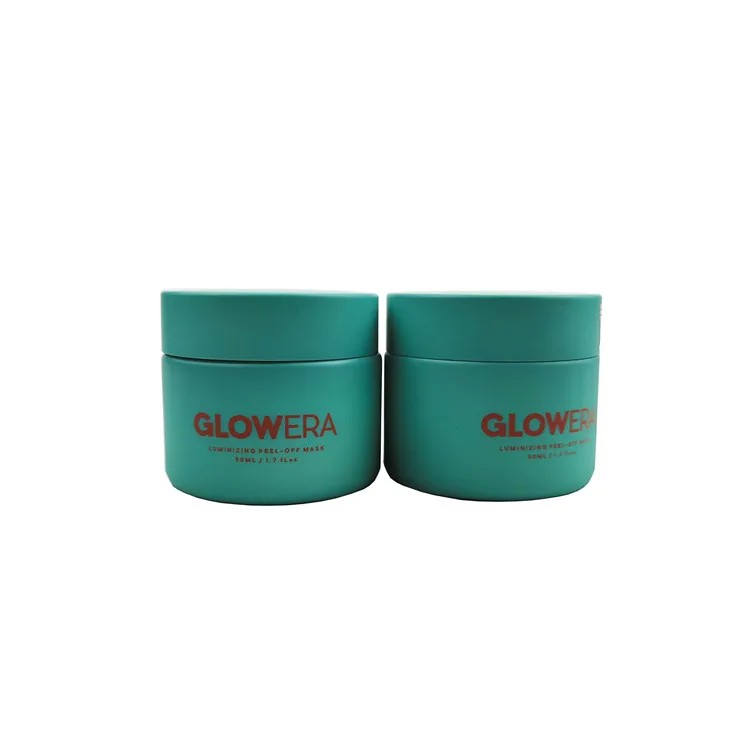 Cosmetic ceramic packaging blue creme porcelain frosted opal white glass jars 50g de vidro fosco pot cosmtique with yellow cap